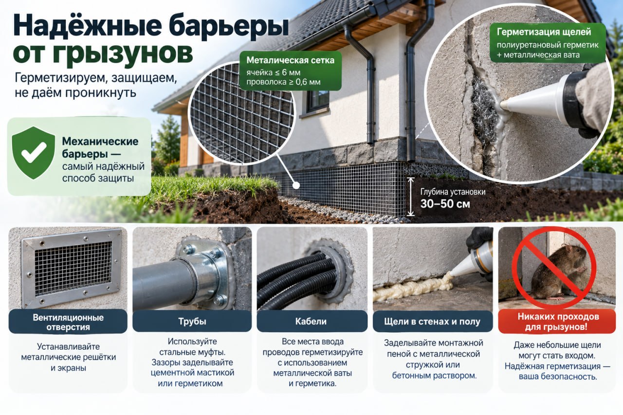 Создание непроходимых барьеров: металлическая сетка, герметизация щелей и защита коммуникаций